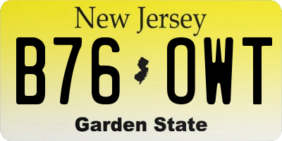 NJ license plate B76OWT
