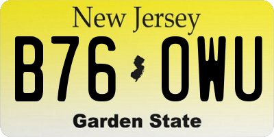 NJ license plate B76OWU