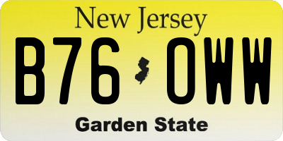 NJ license plate B76OWW