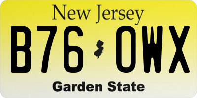 NJ license plate B76OWX