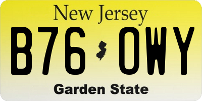 NJ license plate B76OWY