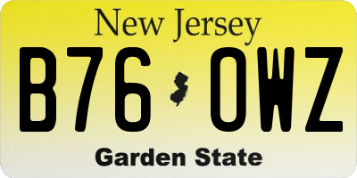 NJ license plate B76OWZ