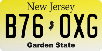 NJ license plate B76OXG