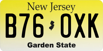 NJ license plate B76OXK