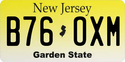 NJ license plate B76OXM