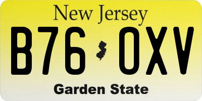 NJ license plate B76OXV