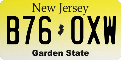 NJ license plate B76OXW