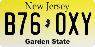 NJ license plate B76OXY