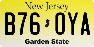 NJ license plate B76OYA