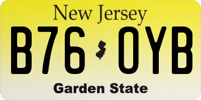 NJ license plate B76OYB