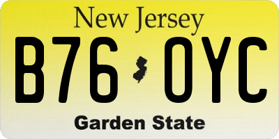 NJ license plate B76OYC