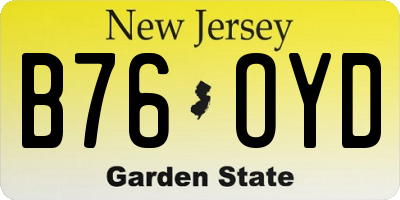 NJ license plate B76OYD