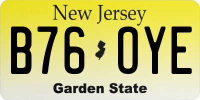 NJ license plate B76OYE