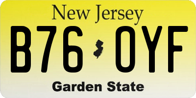 NJ license plate B76OYF