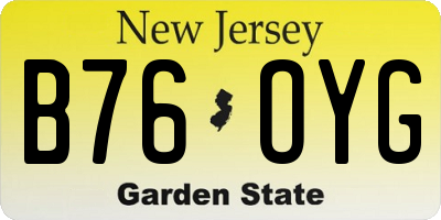 NJ license plate B76OYG