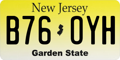 NJ license plate B76OYH