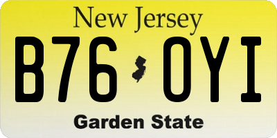 NJ license plate B76OYI
