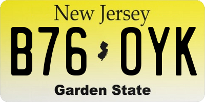 NJ license plate B76OYK