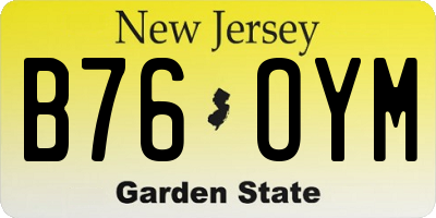 NJ license plate B76OYM