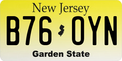 NJ license plate B76OYN