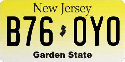 NJ license plate B76OYO