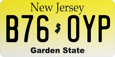 NJ license plate B76OYP