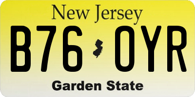 NJ license plate B76OYR