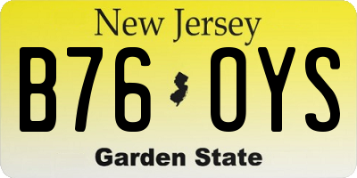 NJ license plate B76OYS
