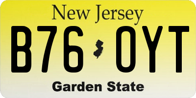 NJ license plate B76OYT
