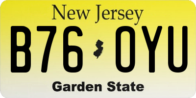 NJ license plate B76OYU