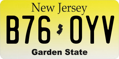 NJ license plate B76OYV