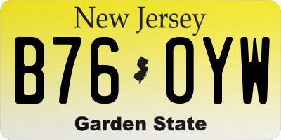 NJ license plate B76OYW