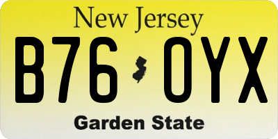 NJ license plate B76OYX