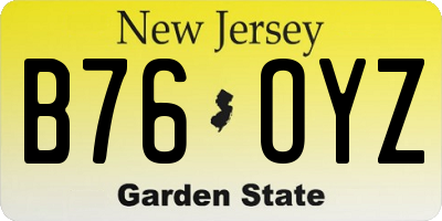 NJ license plate B76OYZ