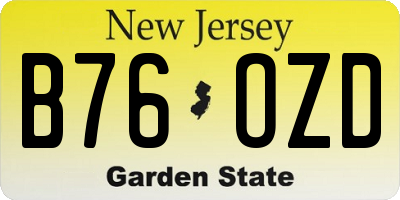 NJ license plate B76OZD