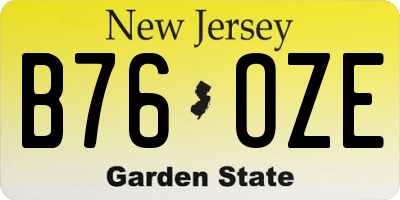 NJ license plate B76OZE