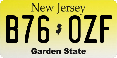 NJ license plate B76OZF