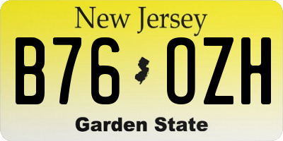 NJ license plate B76OZH