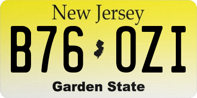 NJ license plate B76OZI