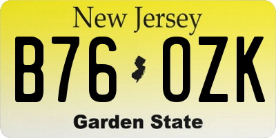NJ license plate B76OZK