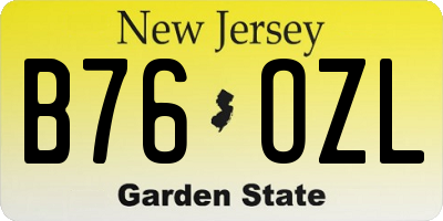 NJ license plate B76OZL