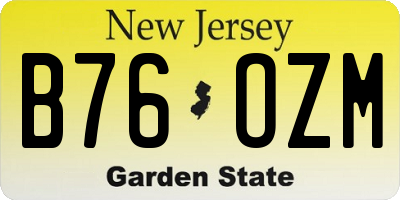 NJ license plate B76OZM