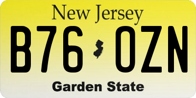 NJ license plate B76OZN