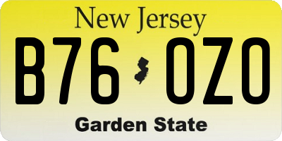 NJ license plate B76OZO
