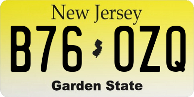 NJ license plate B76OZQ