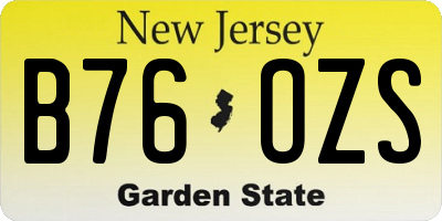 NJ license plate B76OZS