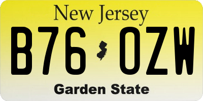 NJ license plate B76OZW