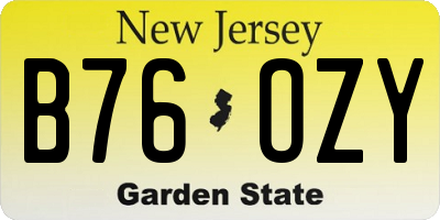 NJ license plate B76OZY