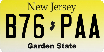 NJ license plate B76PAA