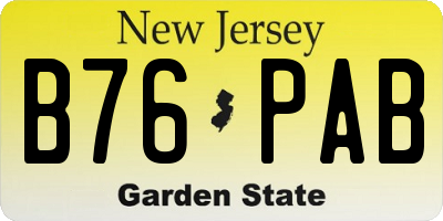 NJ license plate B76PAB